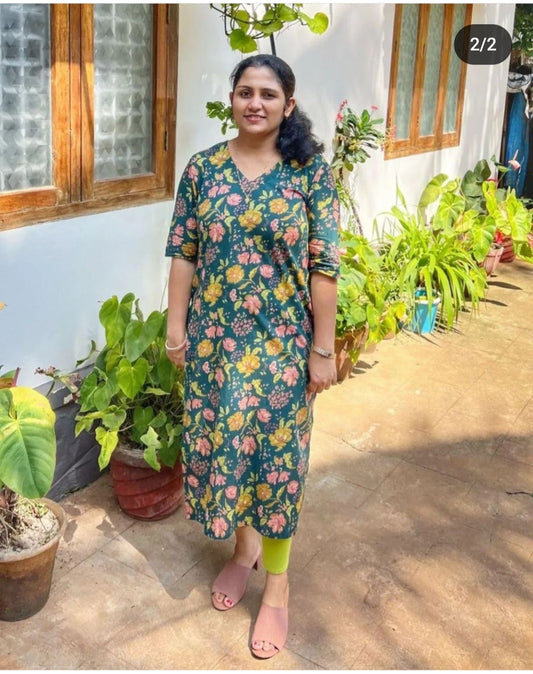 Cotton long straight kurta