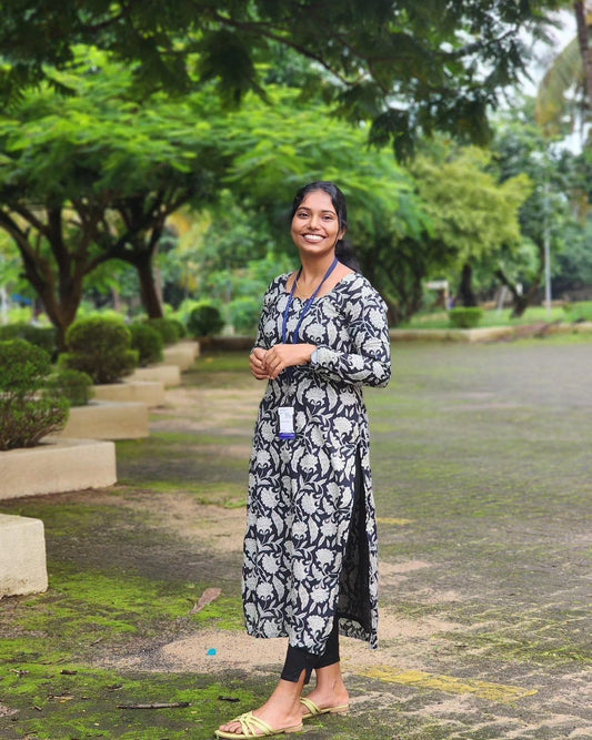 Cotton kalamkari long straight kurtis