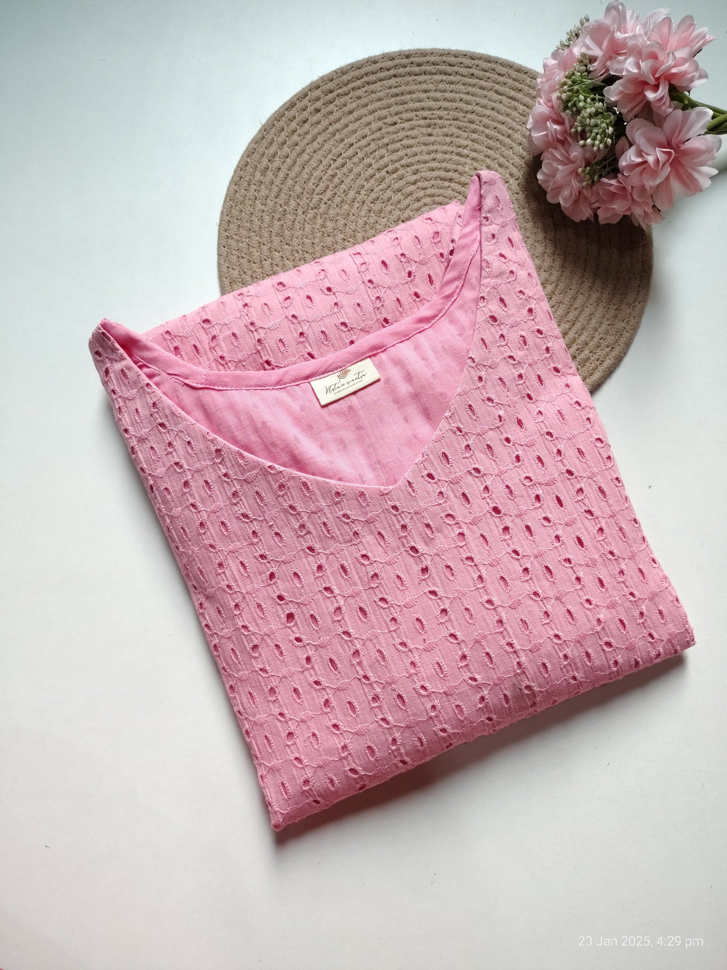 New Pink hakoba long straight kurti