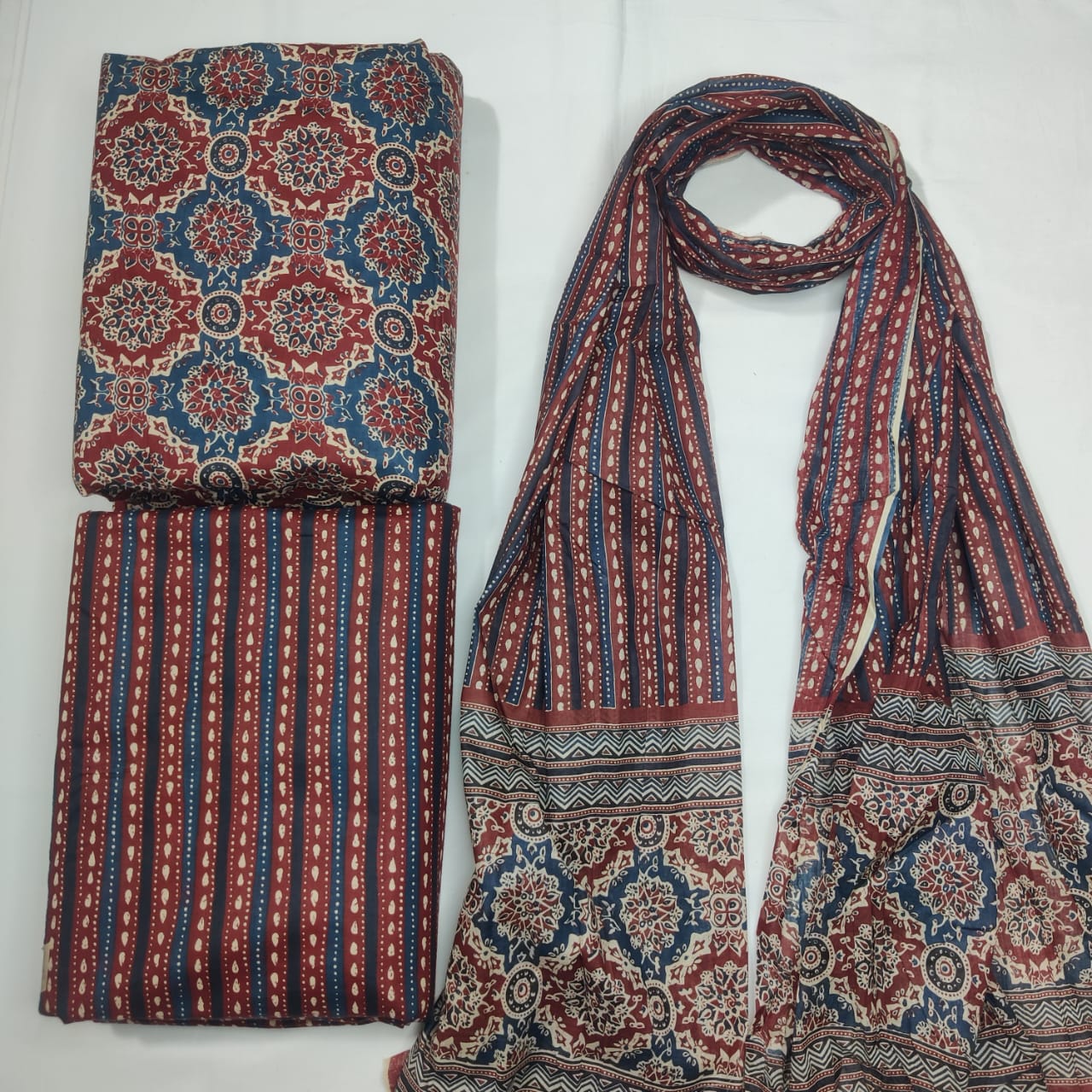 Cotton suit set with cotton dupatta