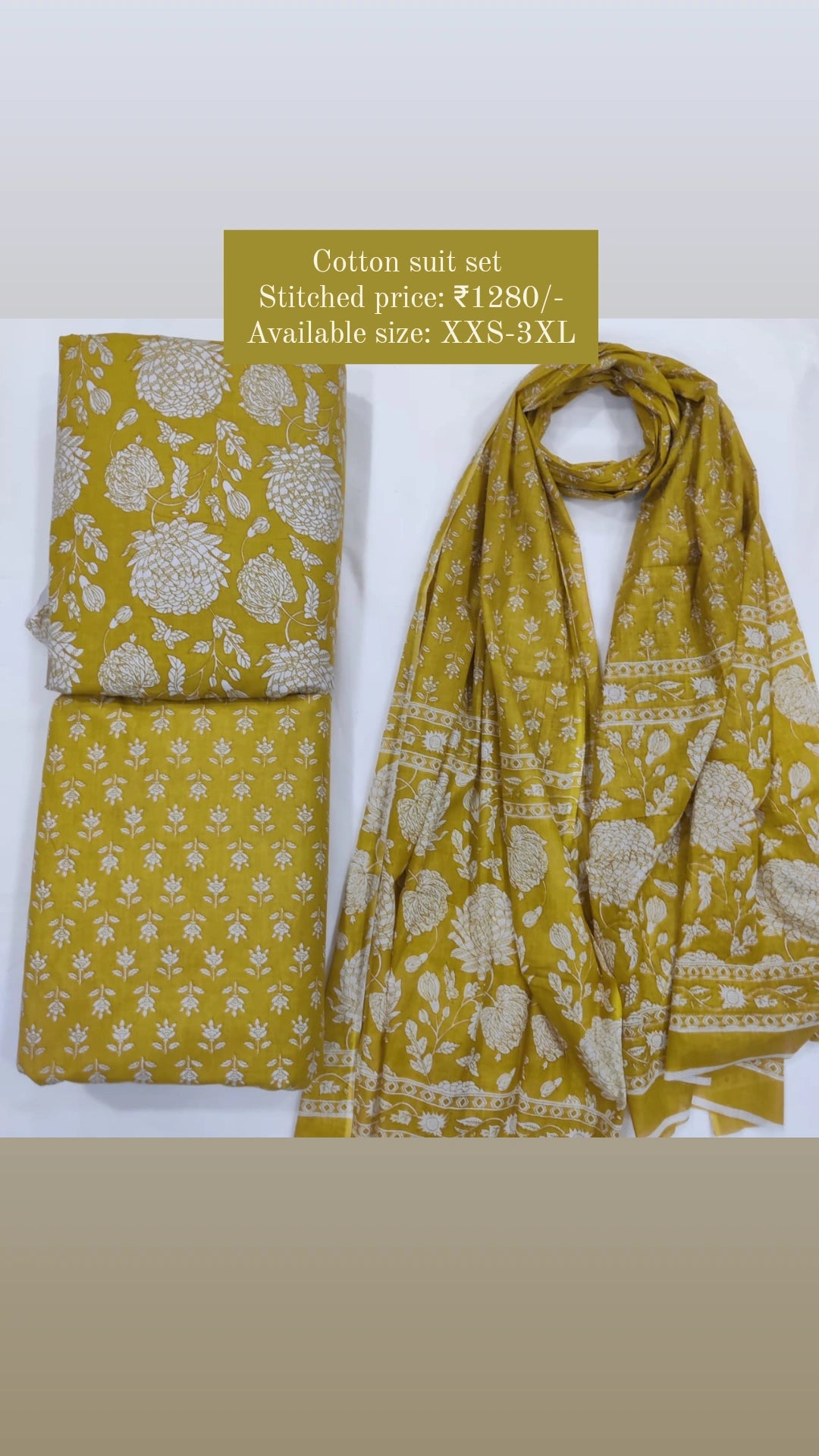 Cotton suit set with cotton dupatta