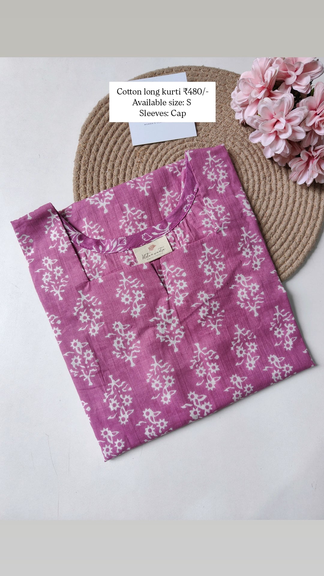 Ready to ship Cotton long straight kurti