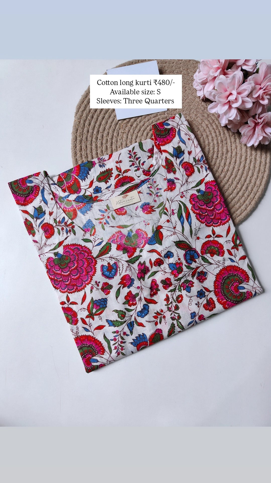 Ready to ship Cotton long straight kurti