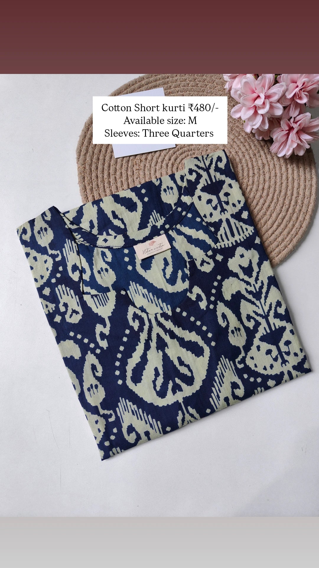 Ready to ship Cotton long straight kurti