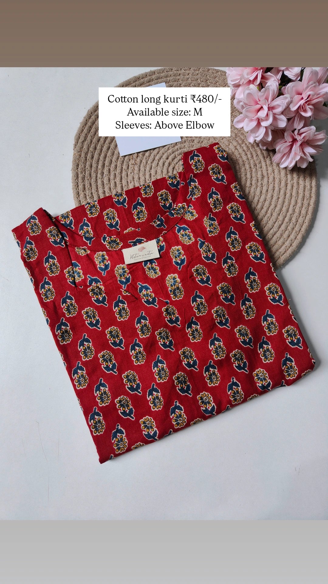 Ready to ship Cotton long straight kurti