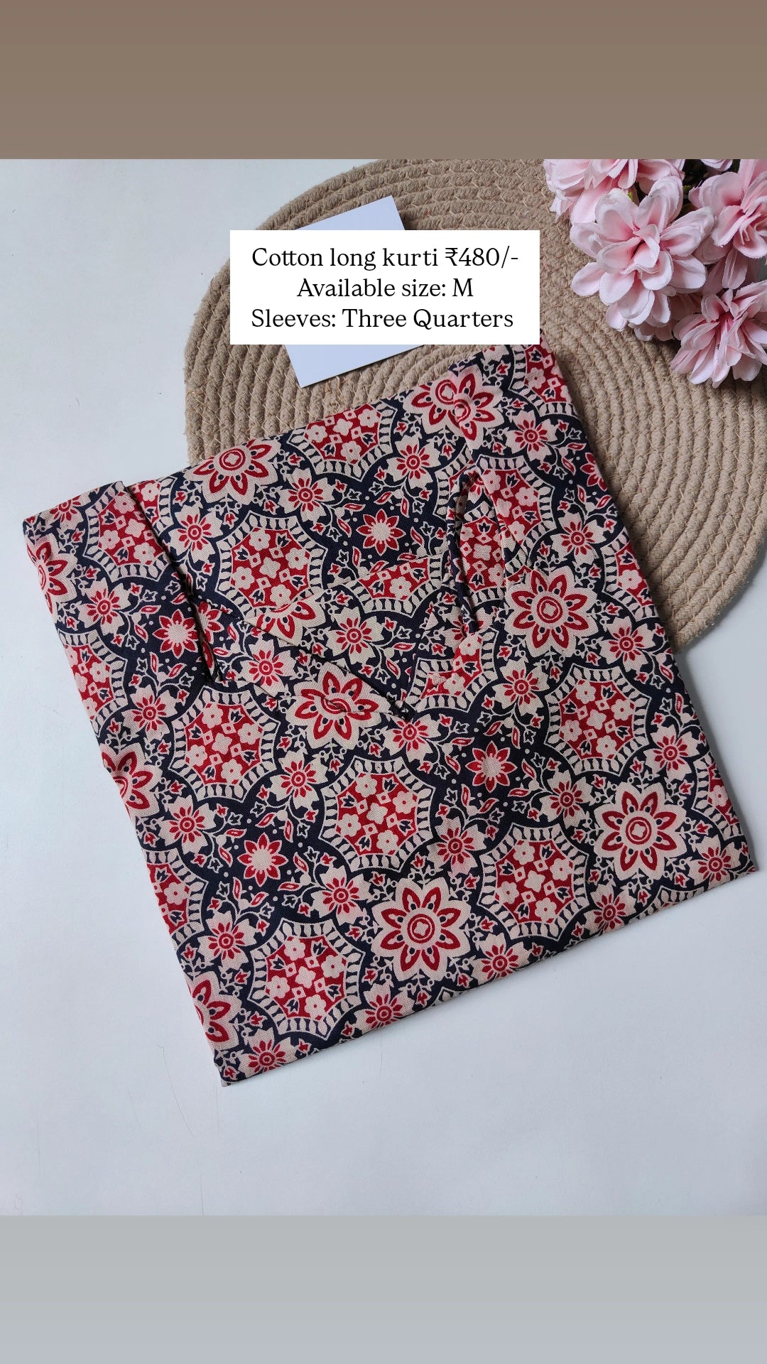 Ready to ship Cotton long straight kurti