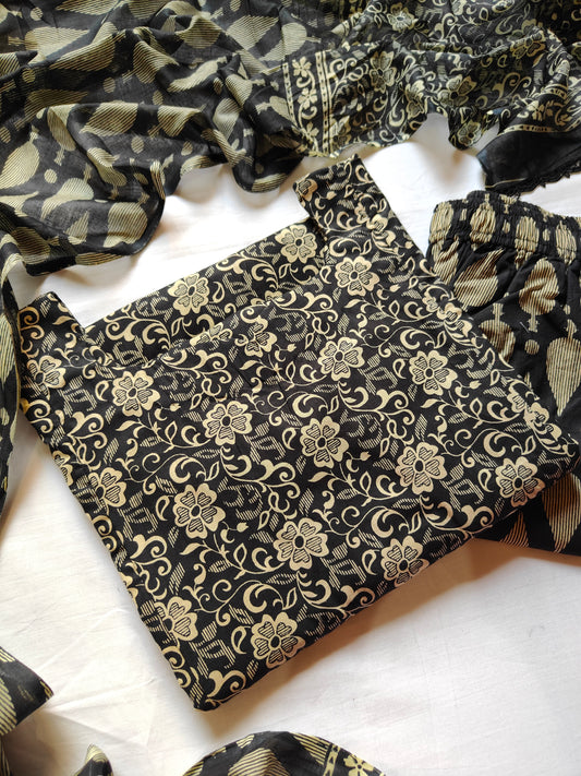 Cotton suit set with cotton dupatta