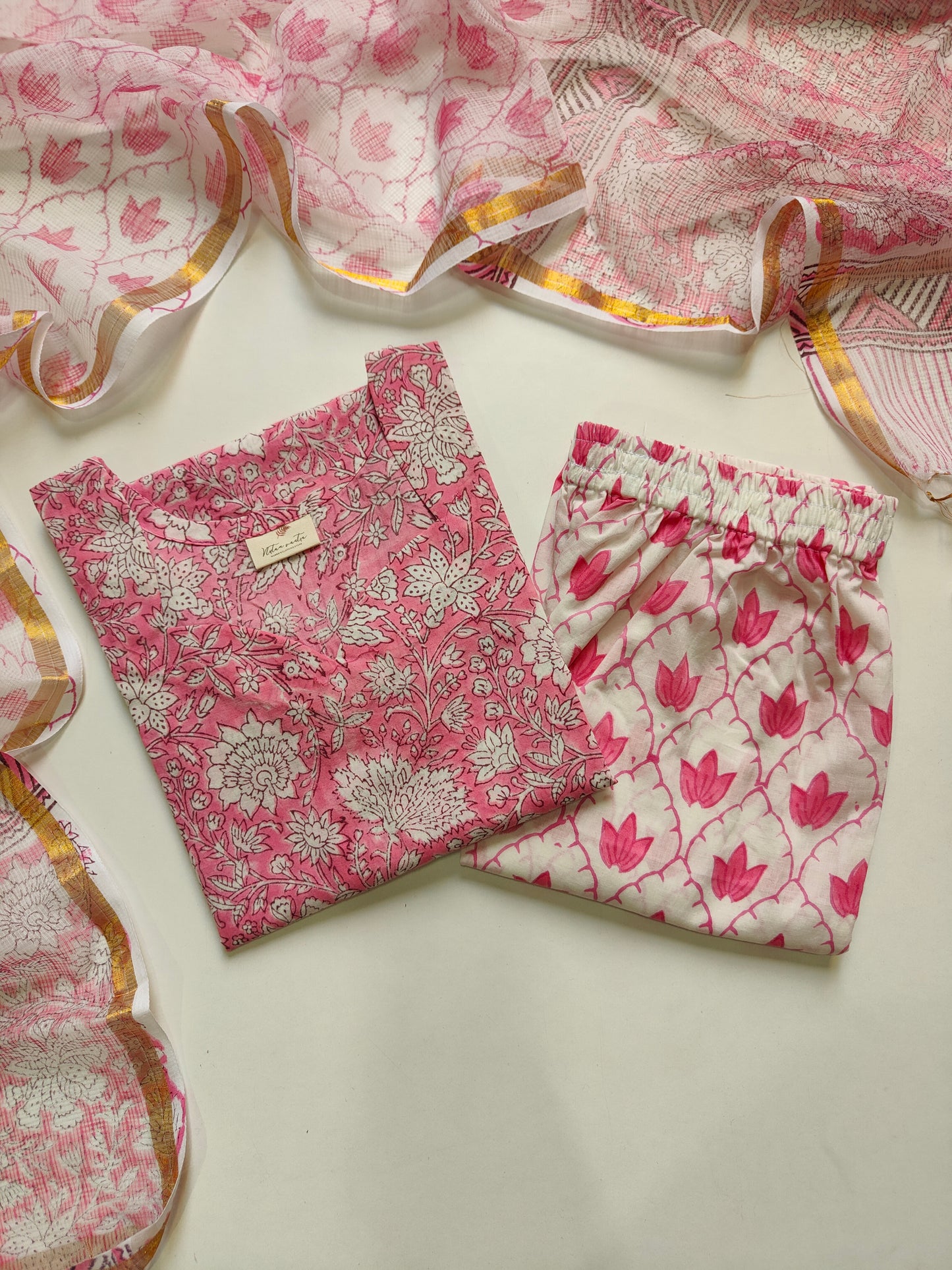 Cotton suit set with kota doria dupatta