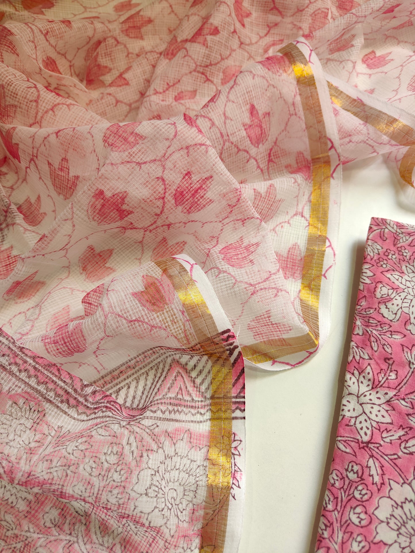 Cotton suit set with kota doria dupatta