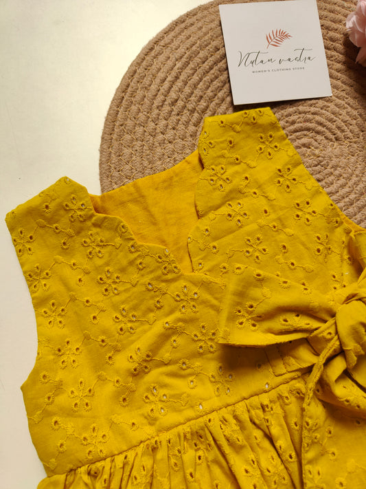 Mustard hakoba Girls frock