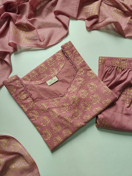 Cotton suit set with cotton dupatta