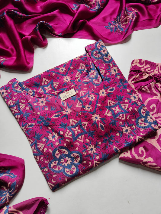 Modal satin suit set