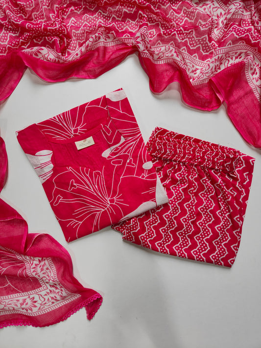 Cotton suit set with cotton dupatta