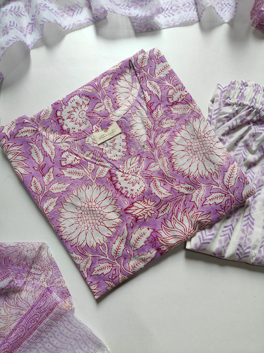 Cotton suit set with kota doria dupatta