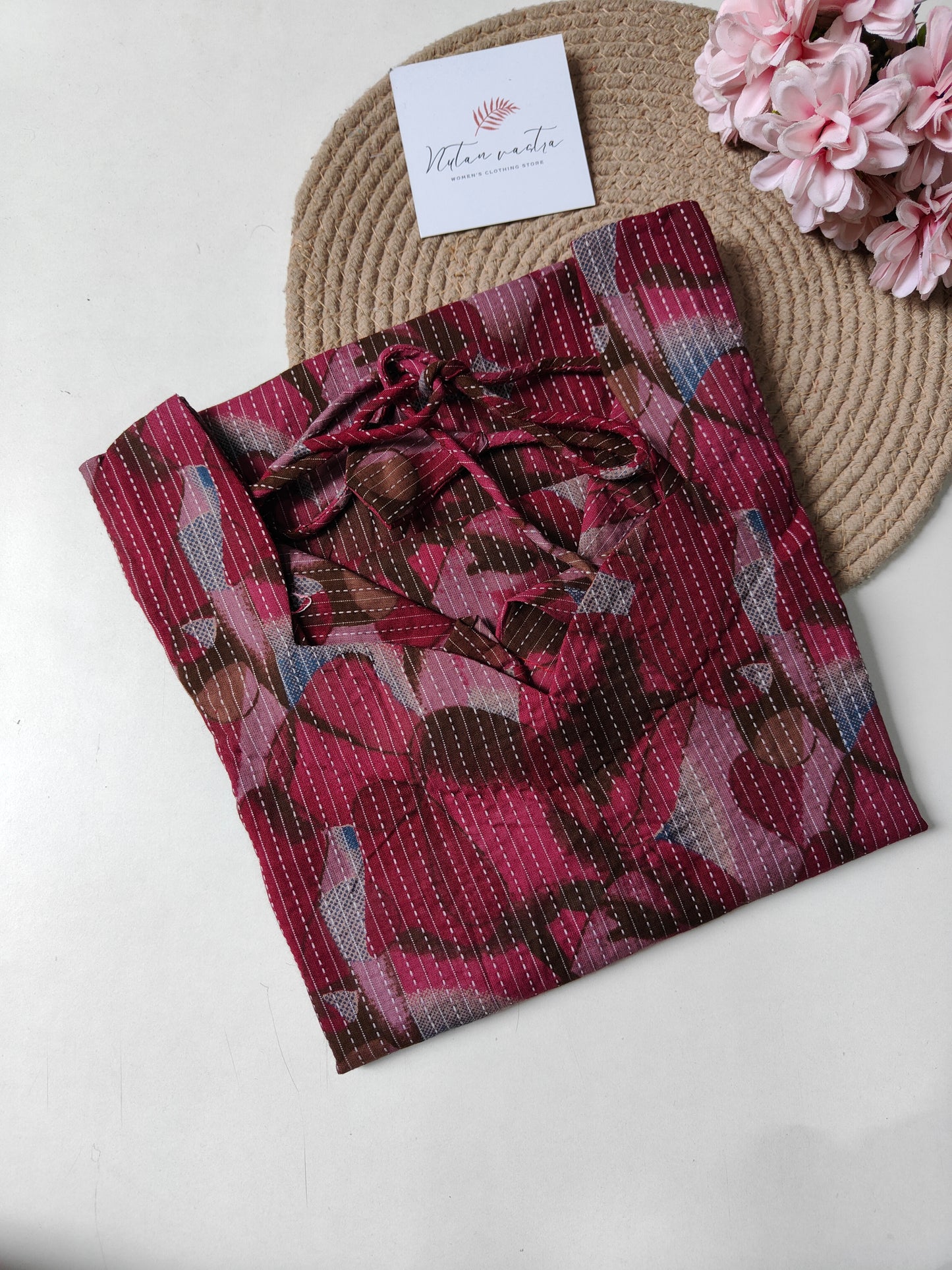 Ready to ship cotton kantha long straight kurti