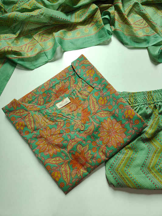 Cotton suit set with cotton dupatta