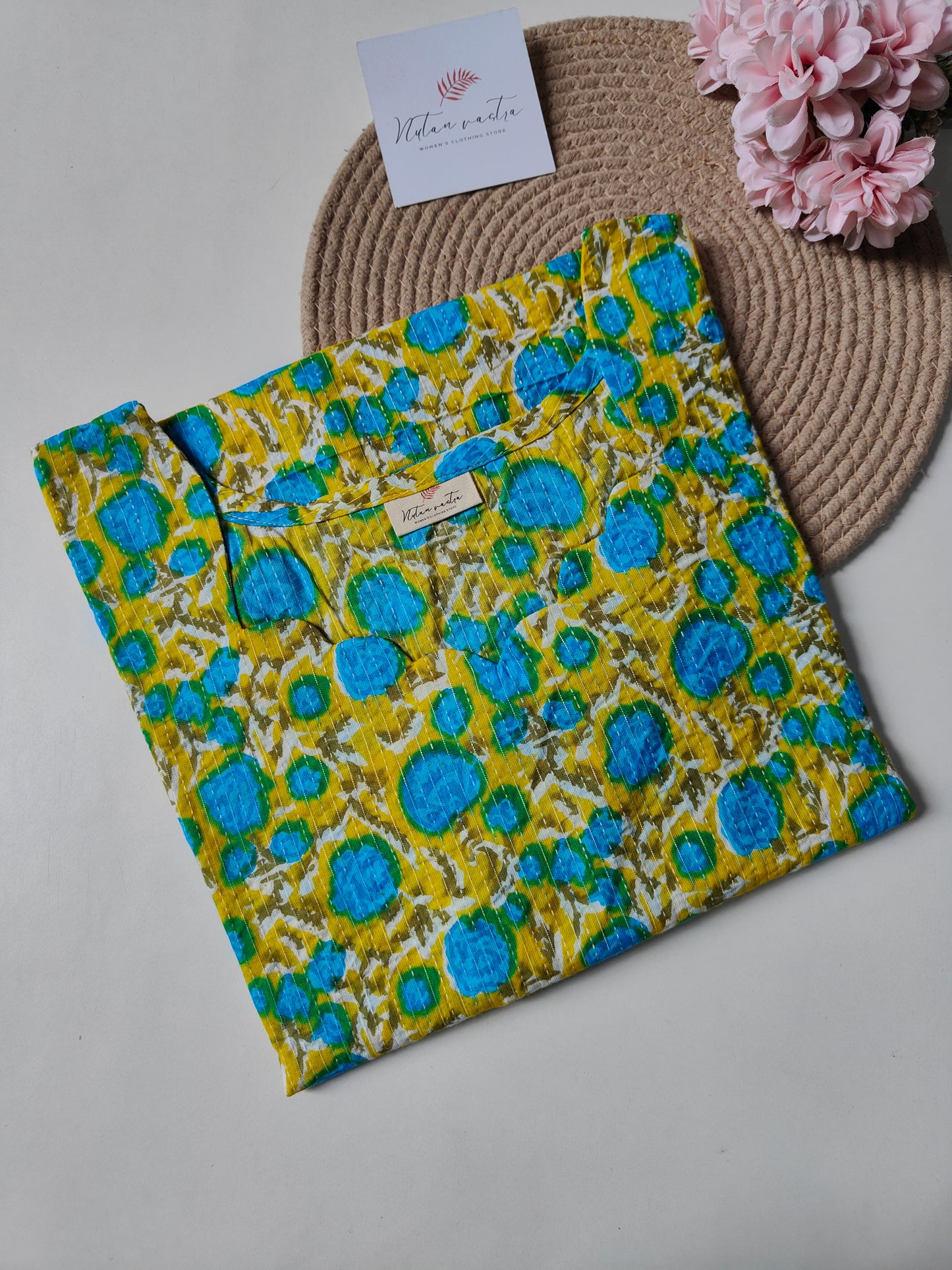 Ready To Ship Cotton Kantha Long Straight Kurti