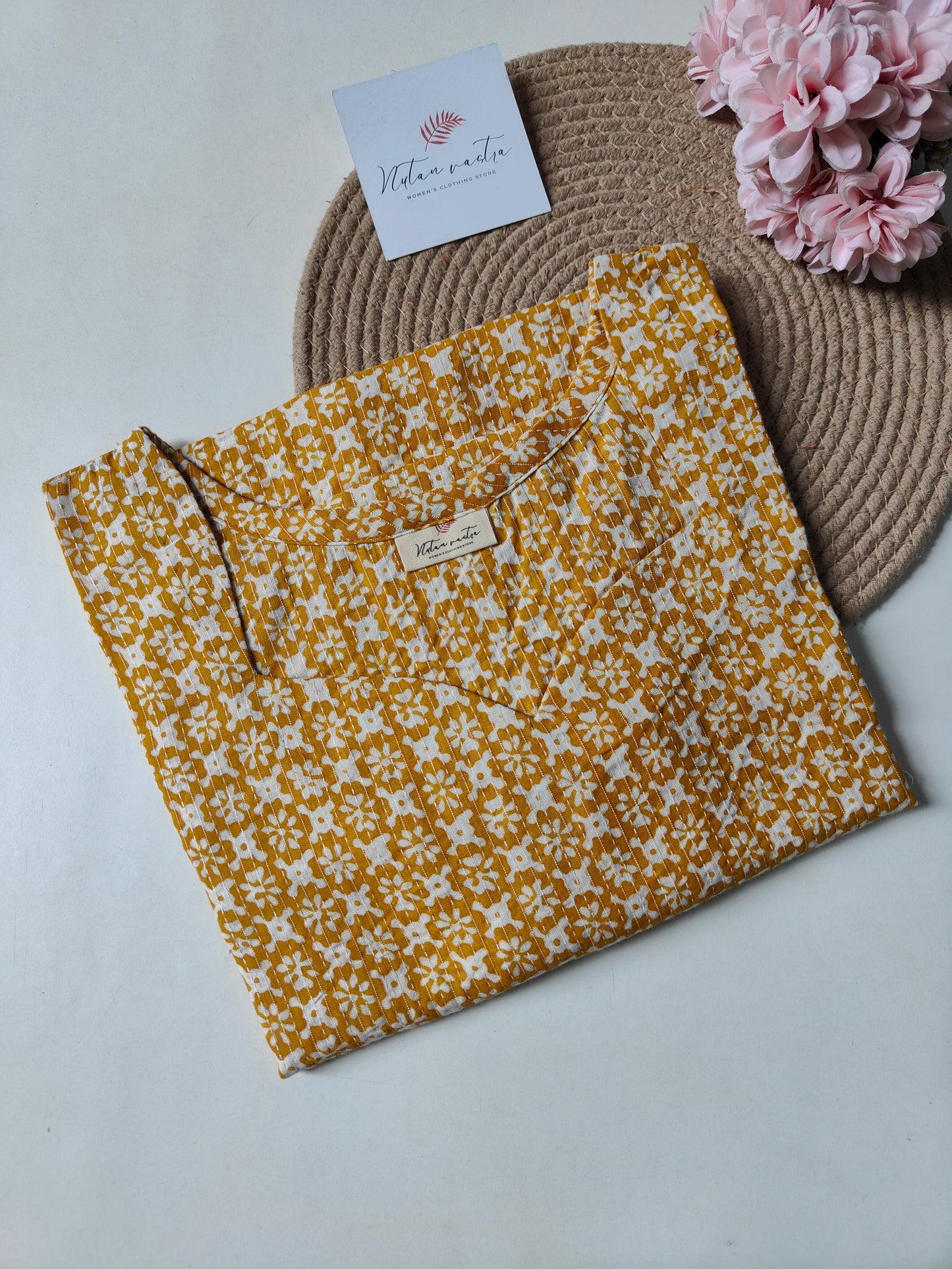 Ready To Ship Cotton Kantha Long Straight Kurti