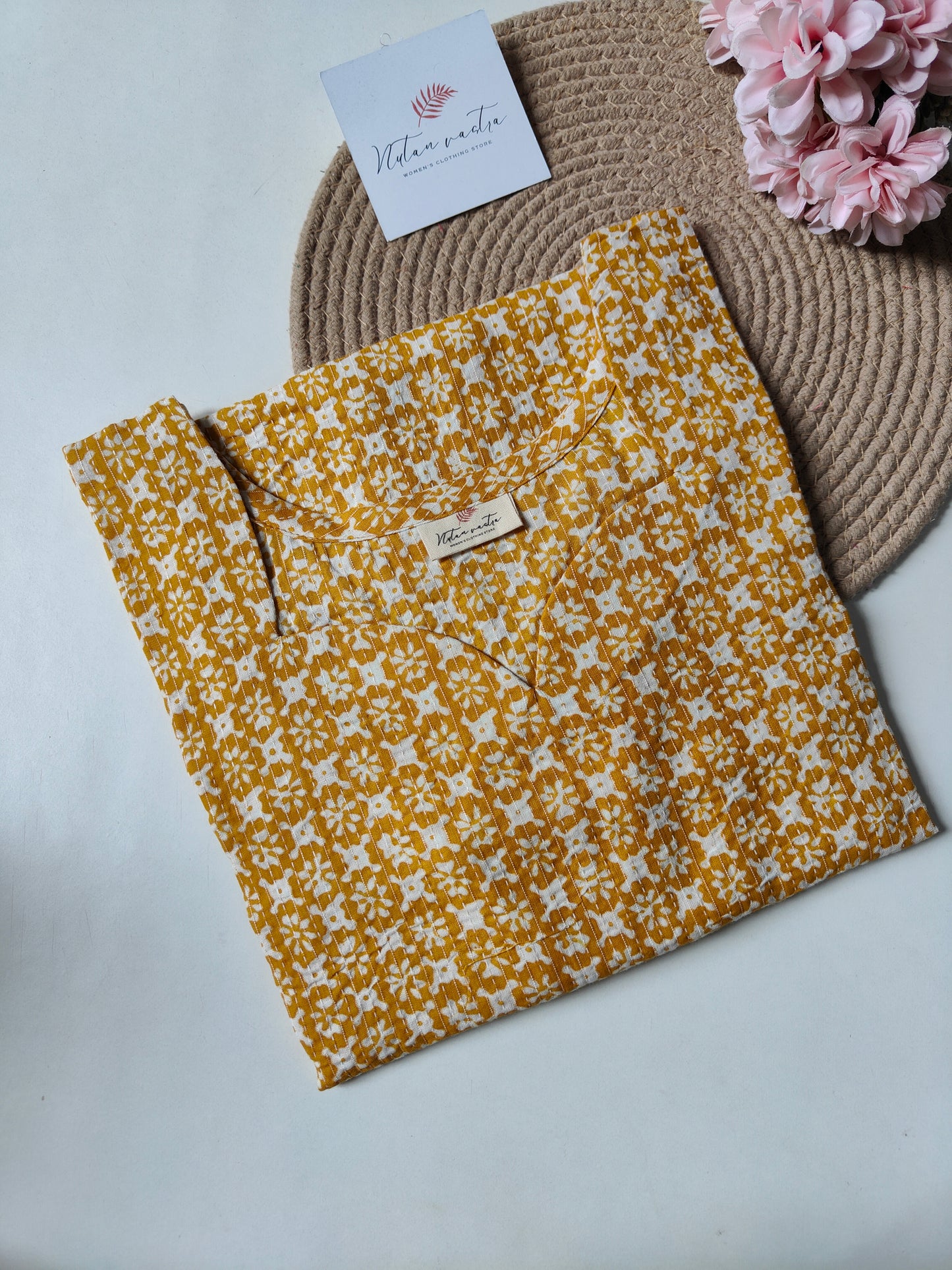 Ready To Ship Cotton Kantha Long Straight Kurti