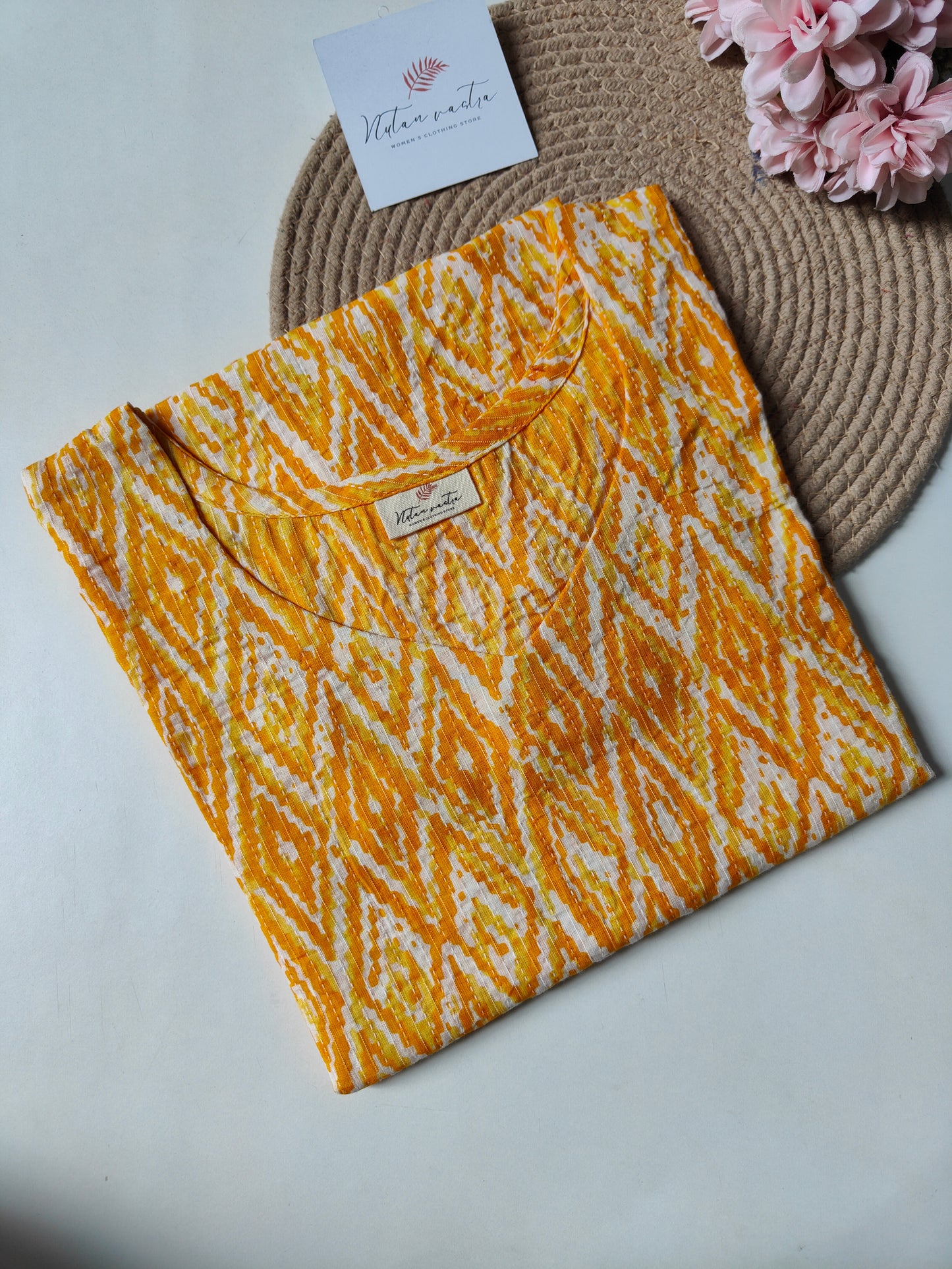 Ready To Ship Cotton Kantha Long Straight Kurti