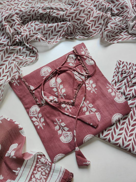 Cotton suit set with cotton dupatta