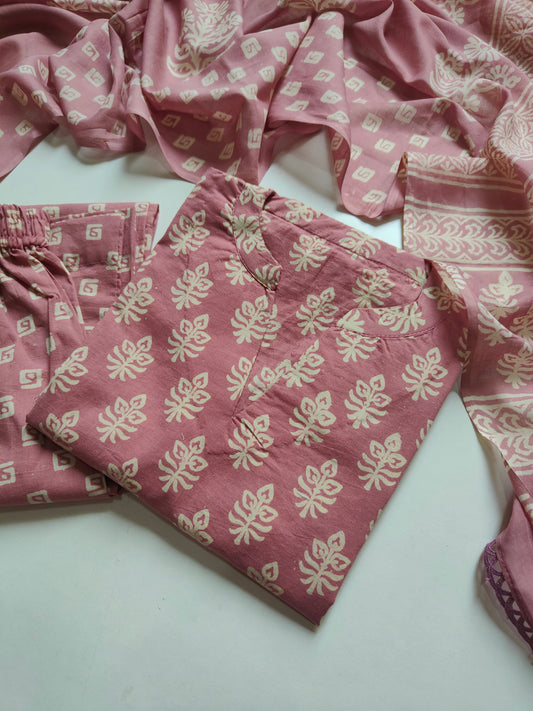 Cotton suit set with cotton dupatta