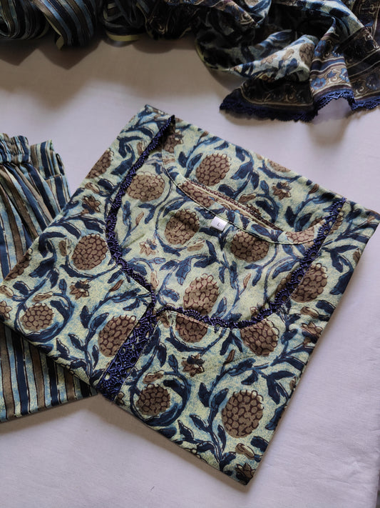 Cotton suit set with cotton dupatta