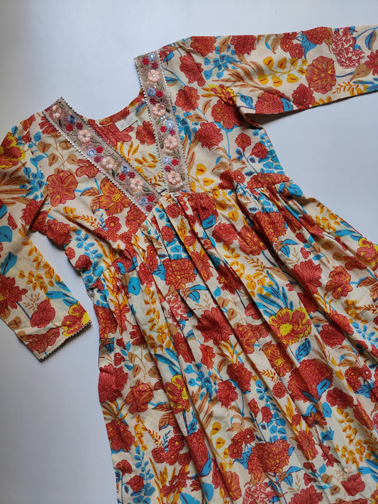 Cotton Alia cut Anarkali kurti