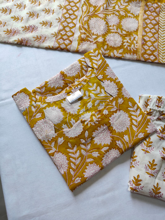 Cotton suit set with Chanderi silk dupatta