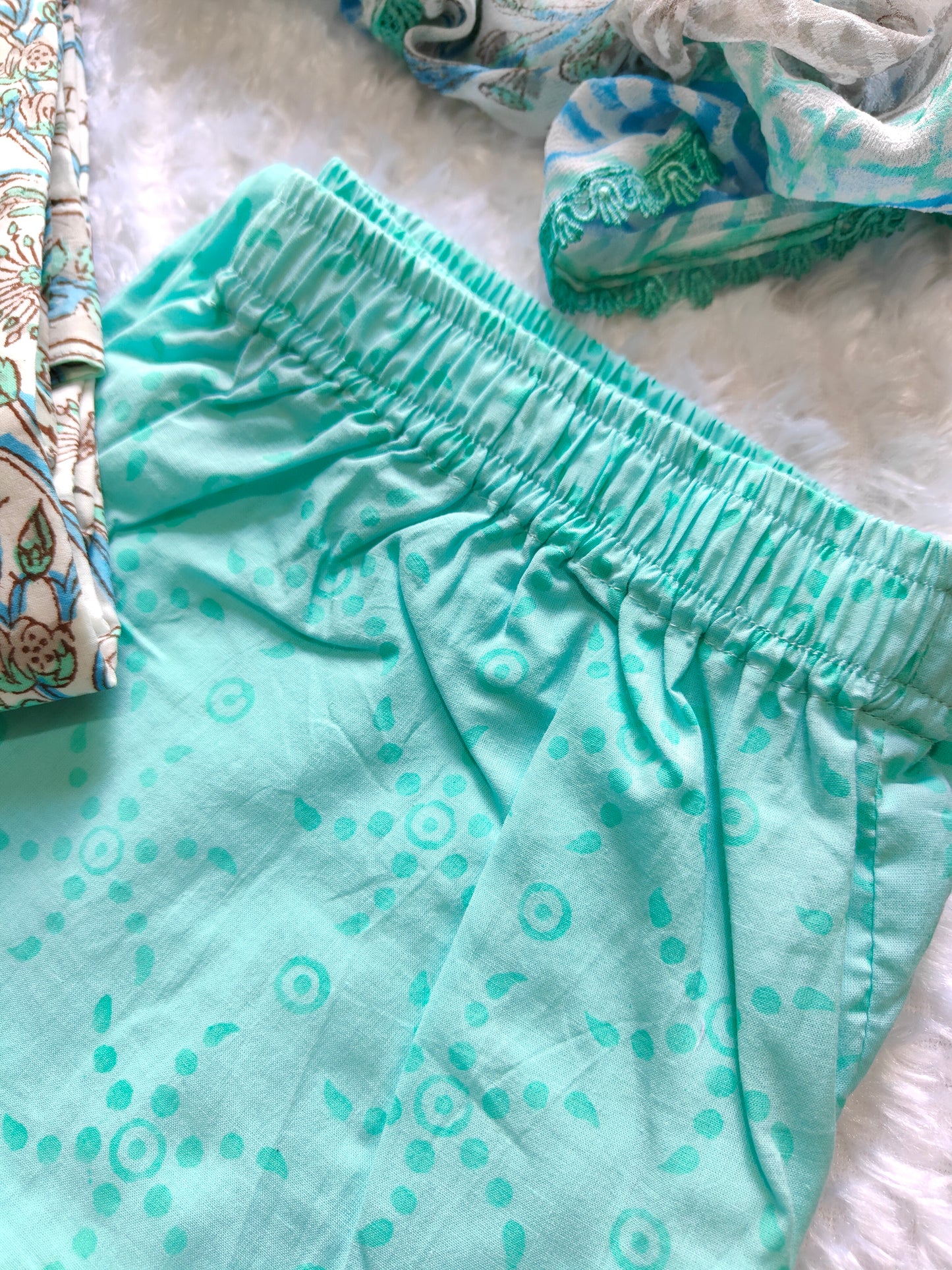 Cotton suit set with chiffon dupatta