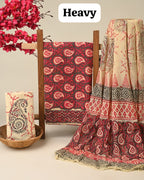 Cotton Suit Set With Chiffon Dupatta