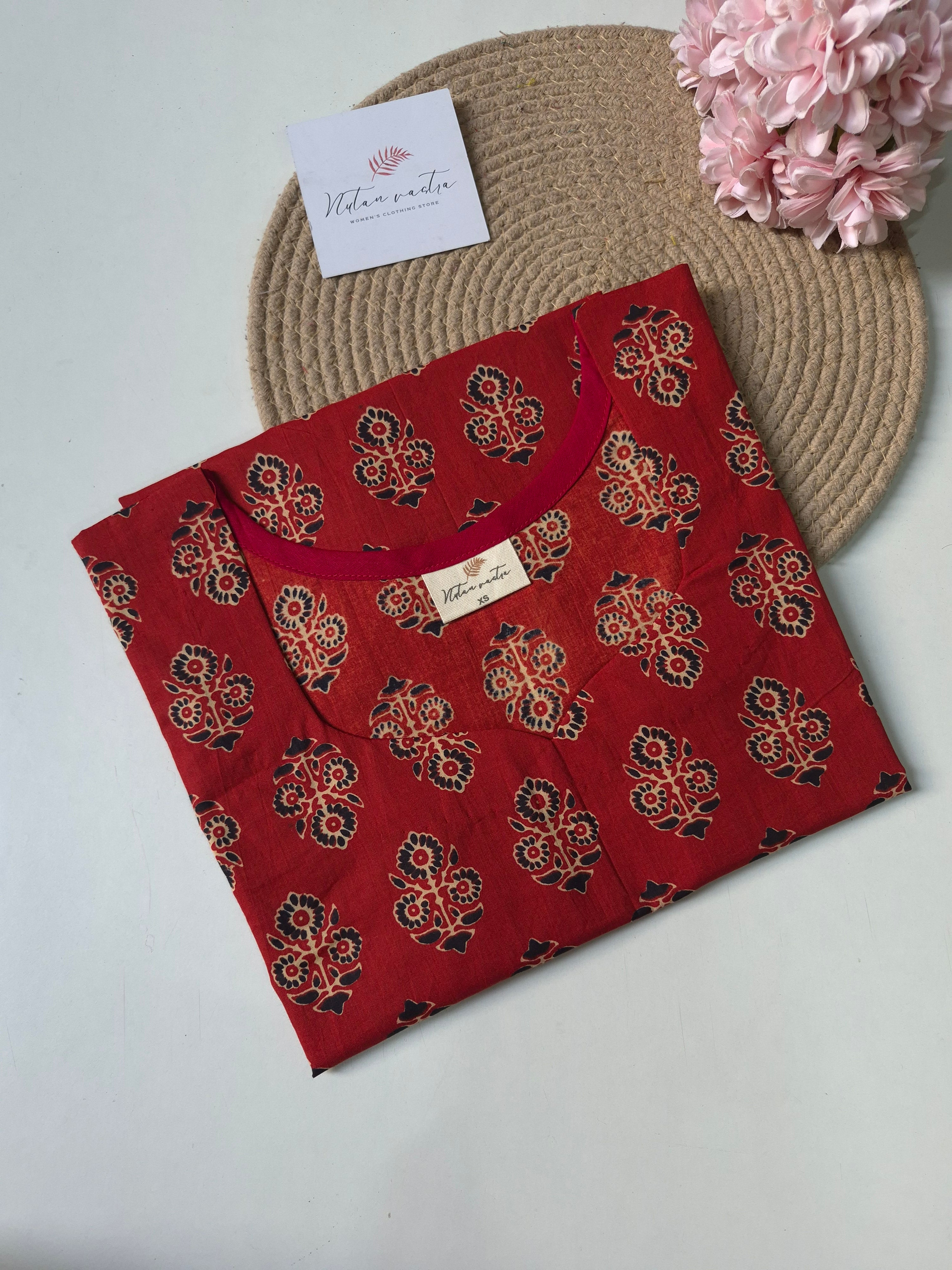 Ready to ship cotton short straight kurti