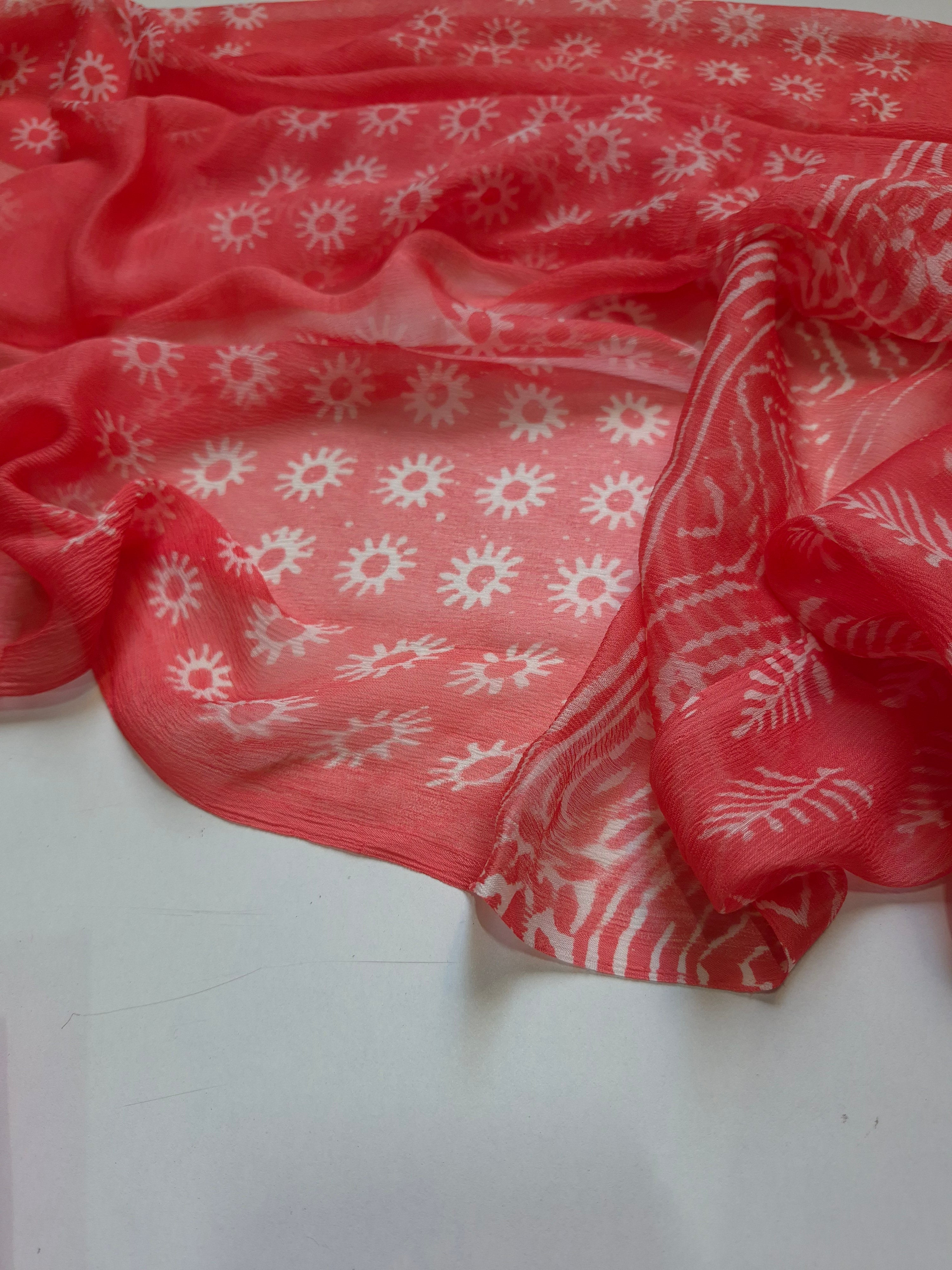 Cotton Suit Set With Chiffon Dupatta