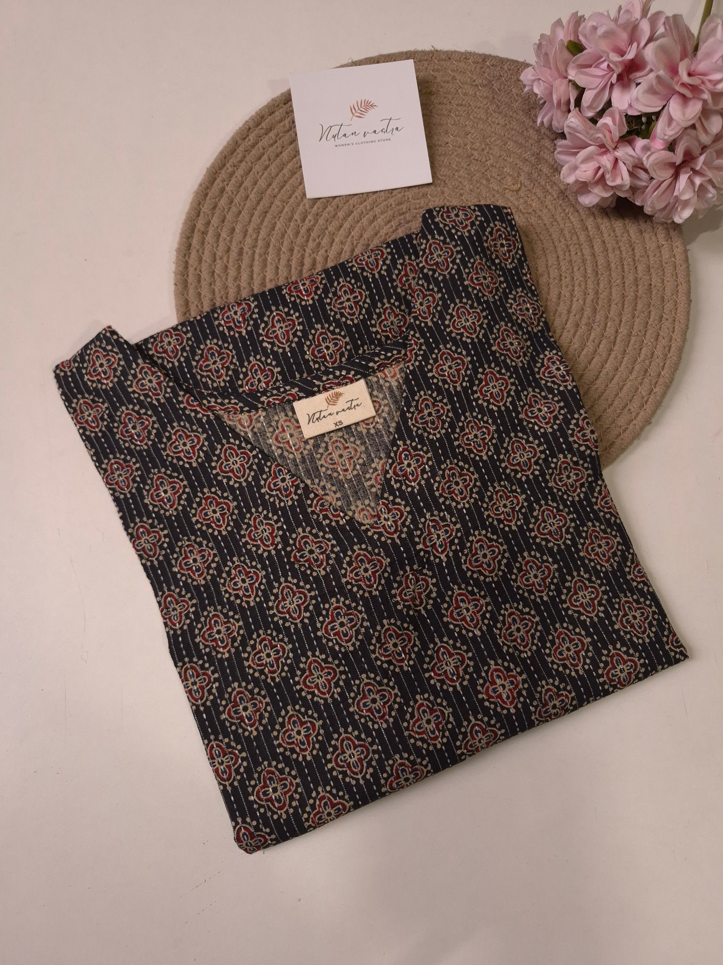 Cotton kantha Anarkali kurti