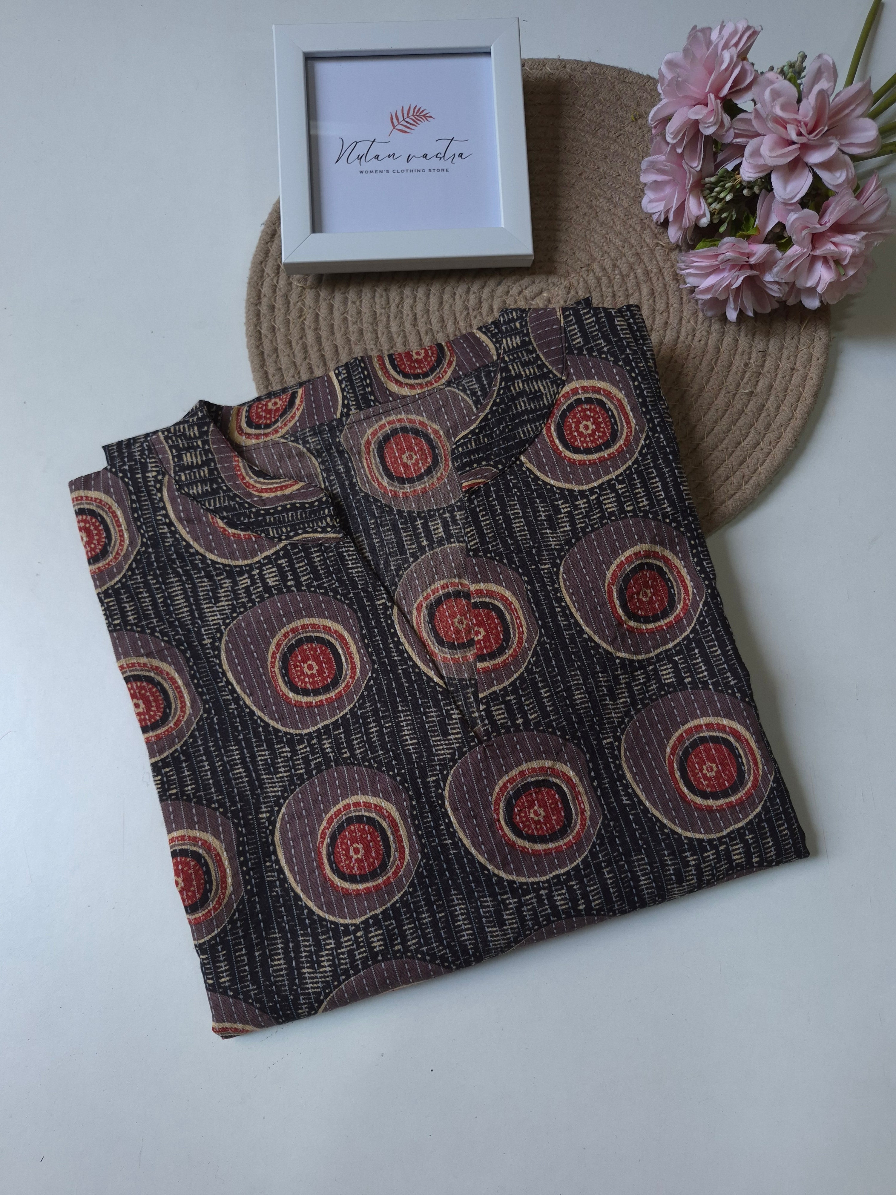 Cotton Kantha Anarkali Kurti