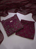 Cotton Suit Set With Chiffon Dupatta