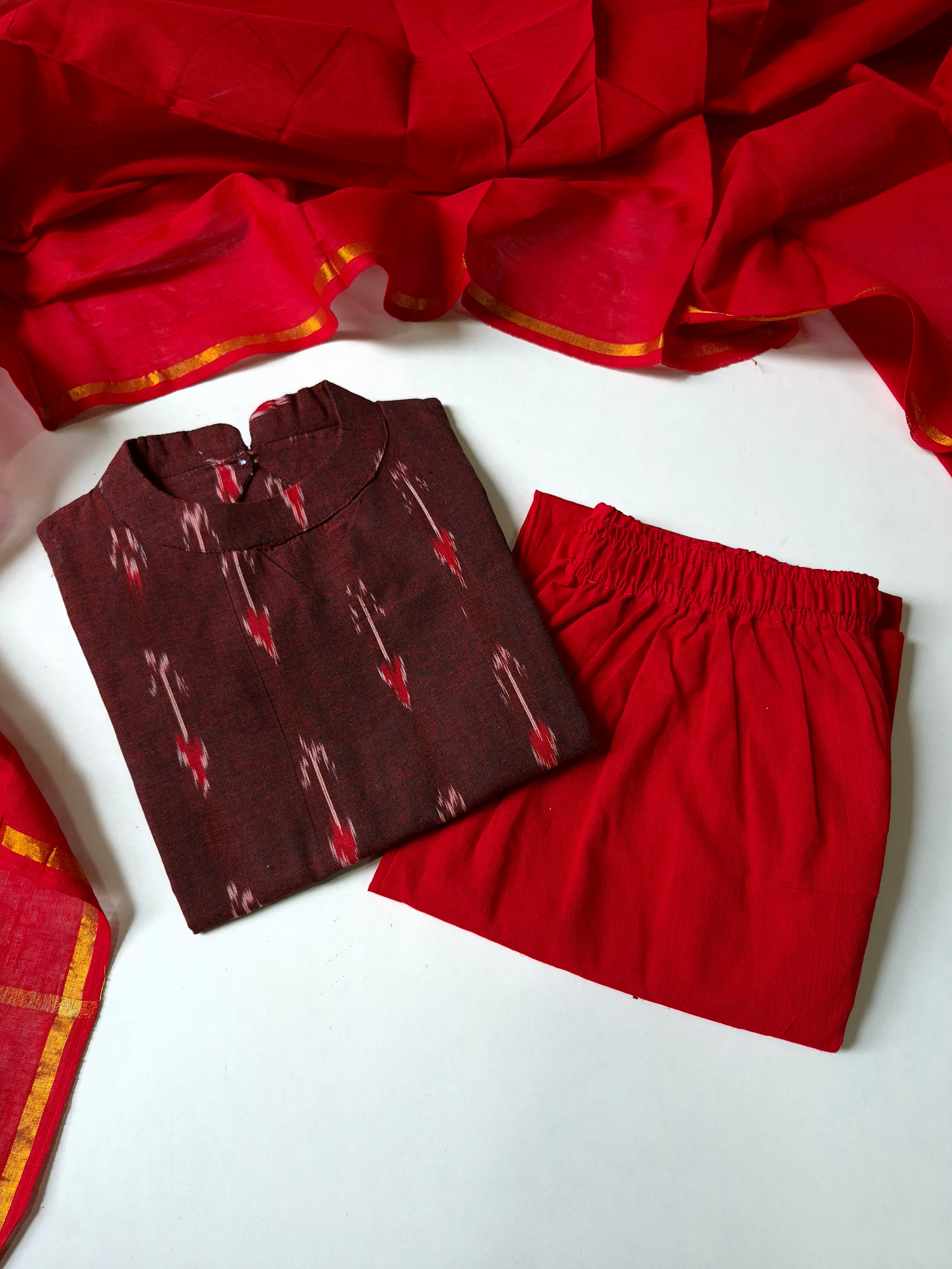 Handloom Ikkath Suit Set