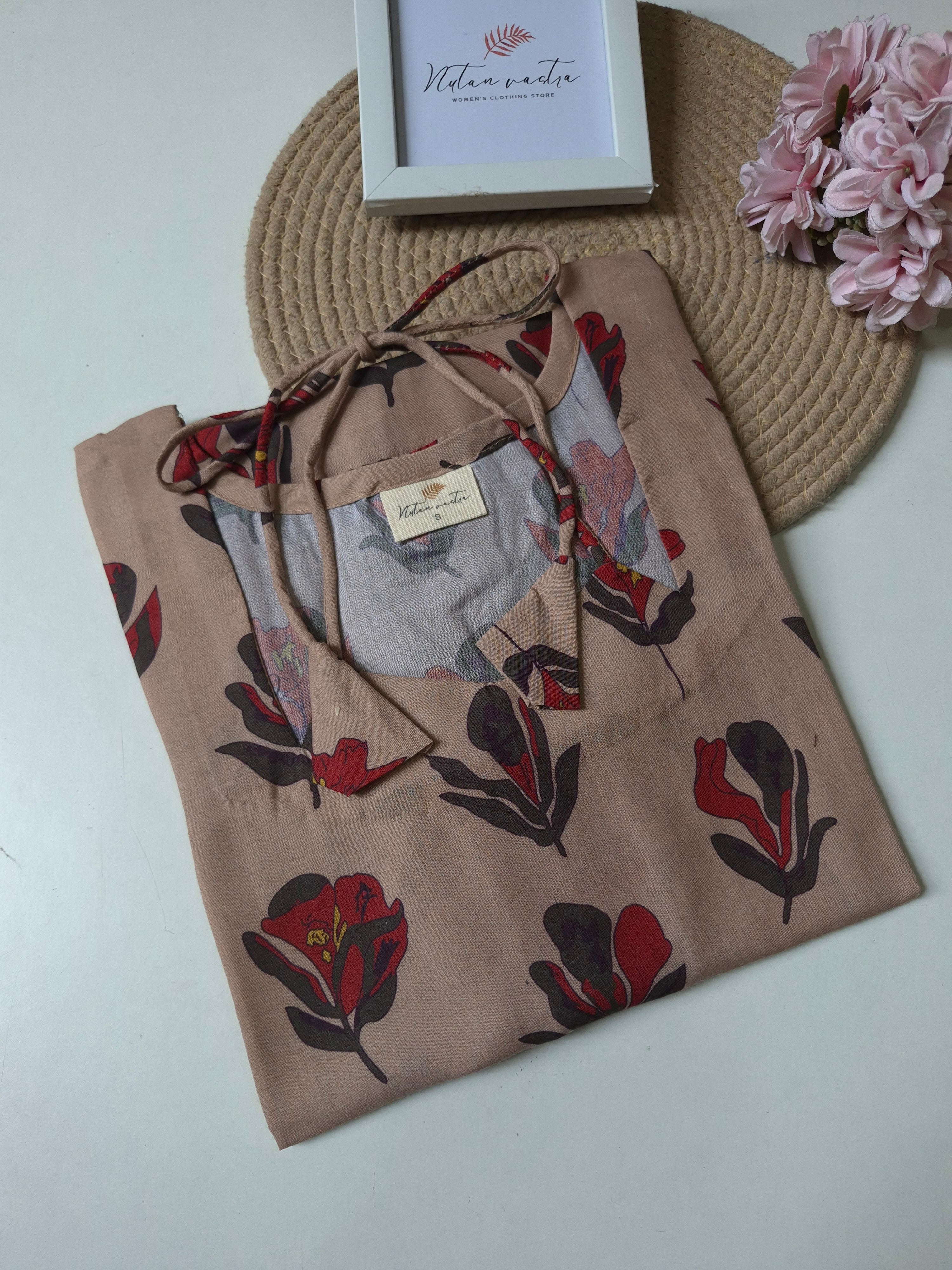 Poly Cotton Long Straight Kurti