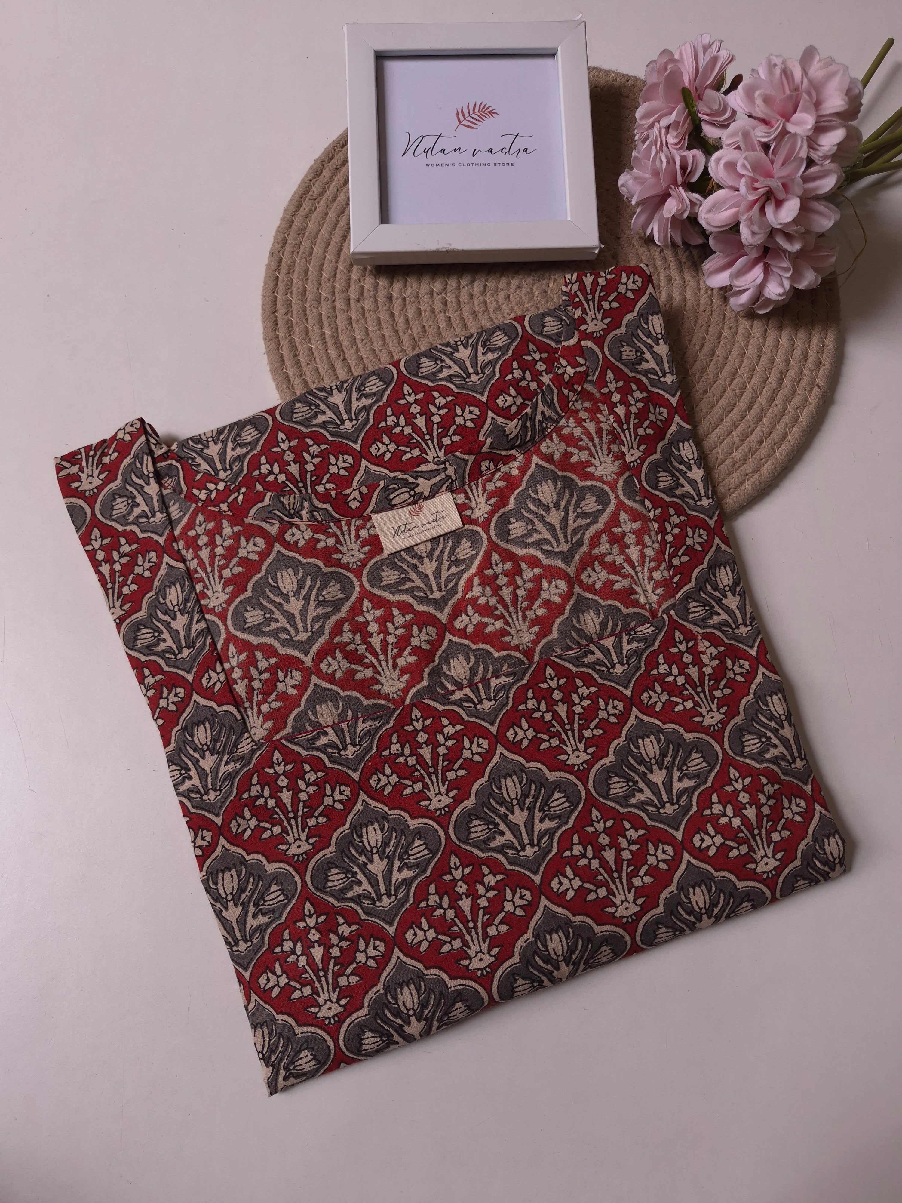 Cotton Handblock Printed Anarkali kurti