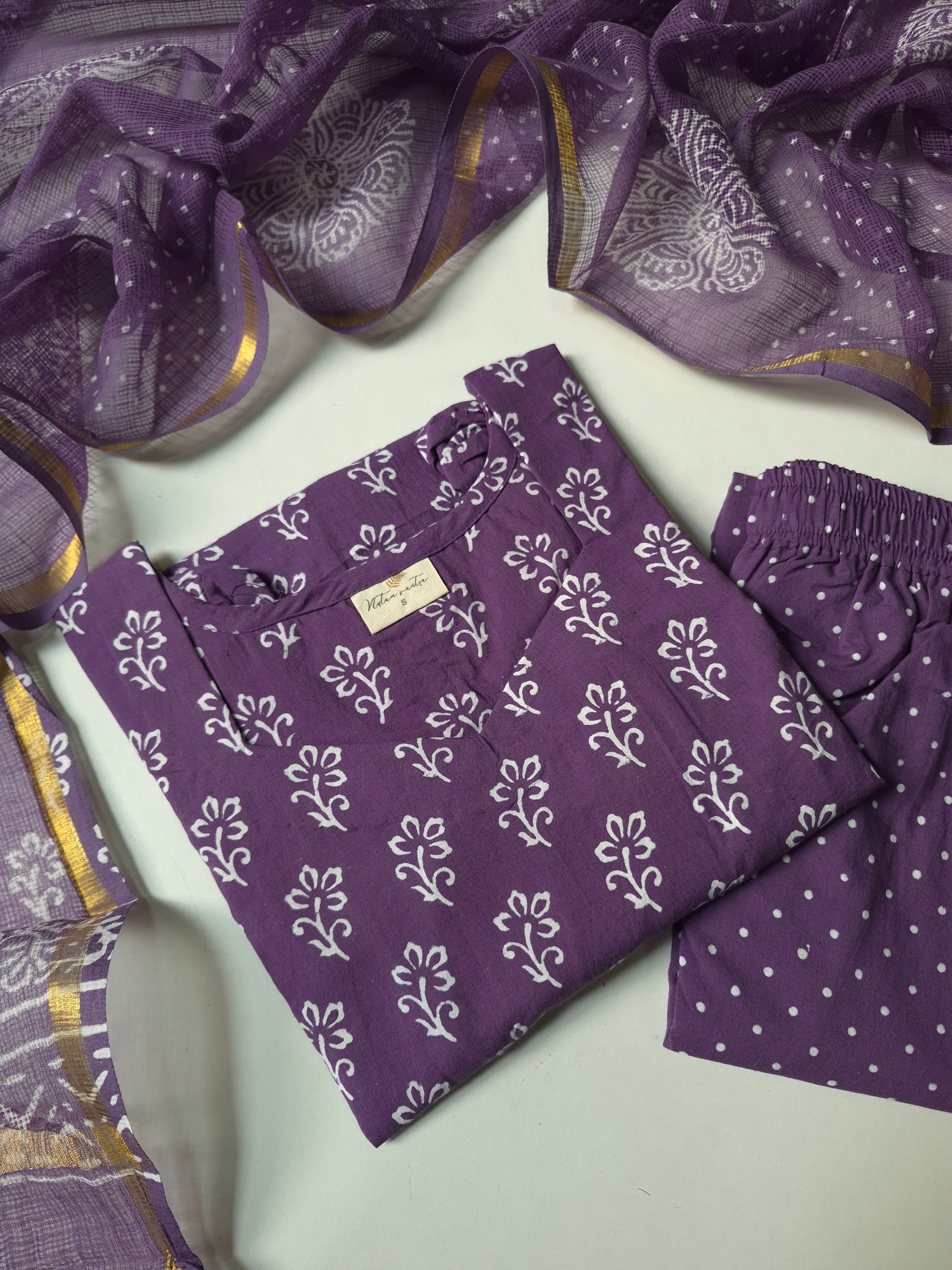 Cotton Suit Set With Kota Doria Dupatta