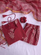 Cotton Suit Set With Kota Doria Dupatta