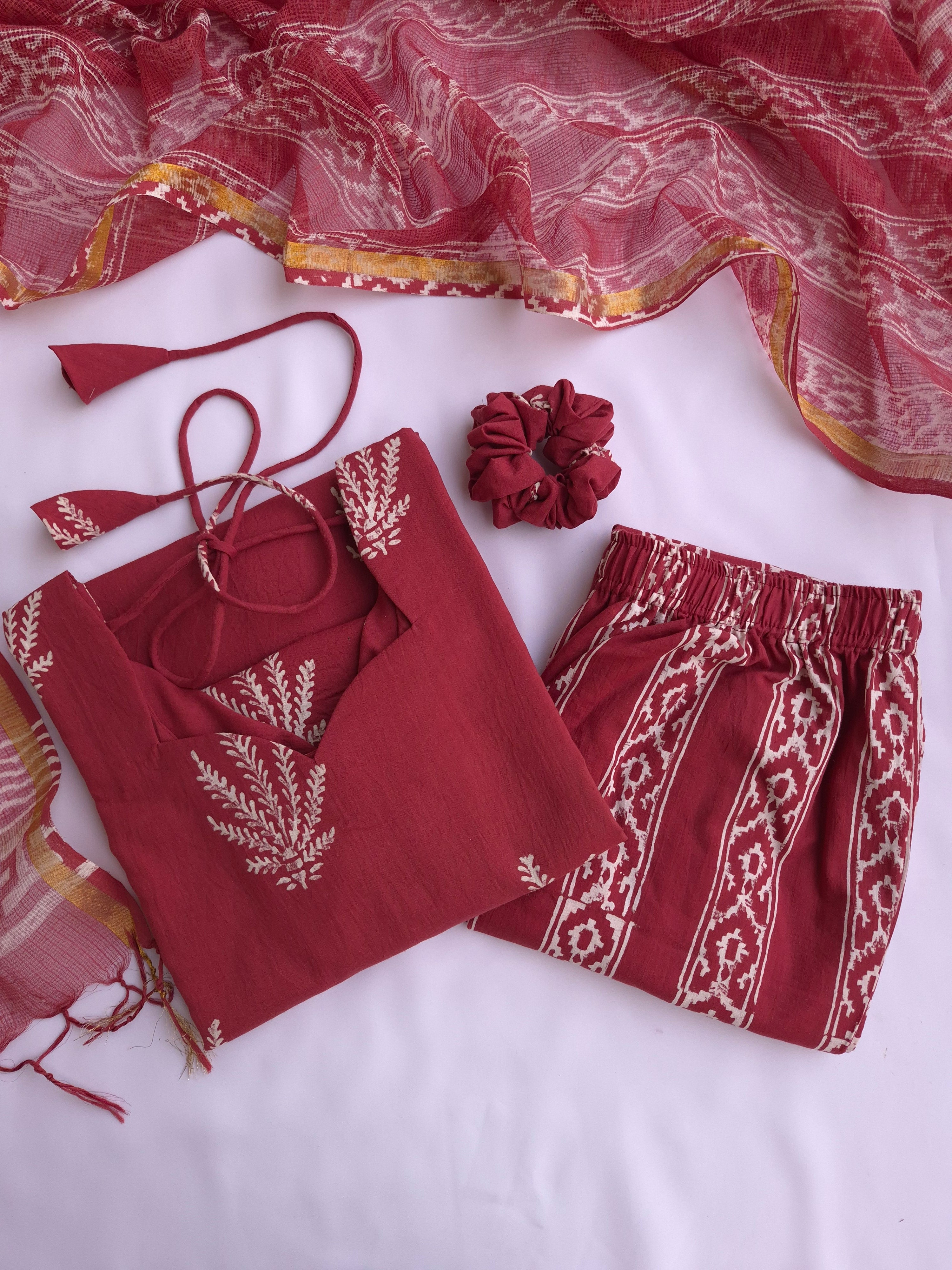 Cotton Suit Set With Kota Doria Dupatta