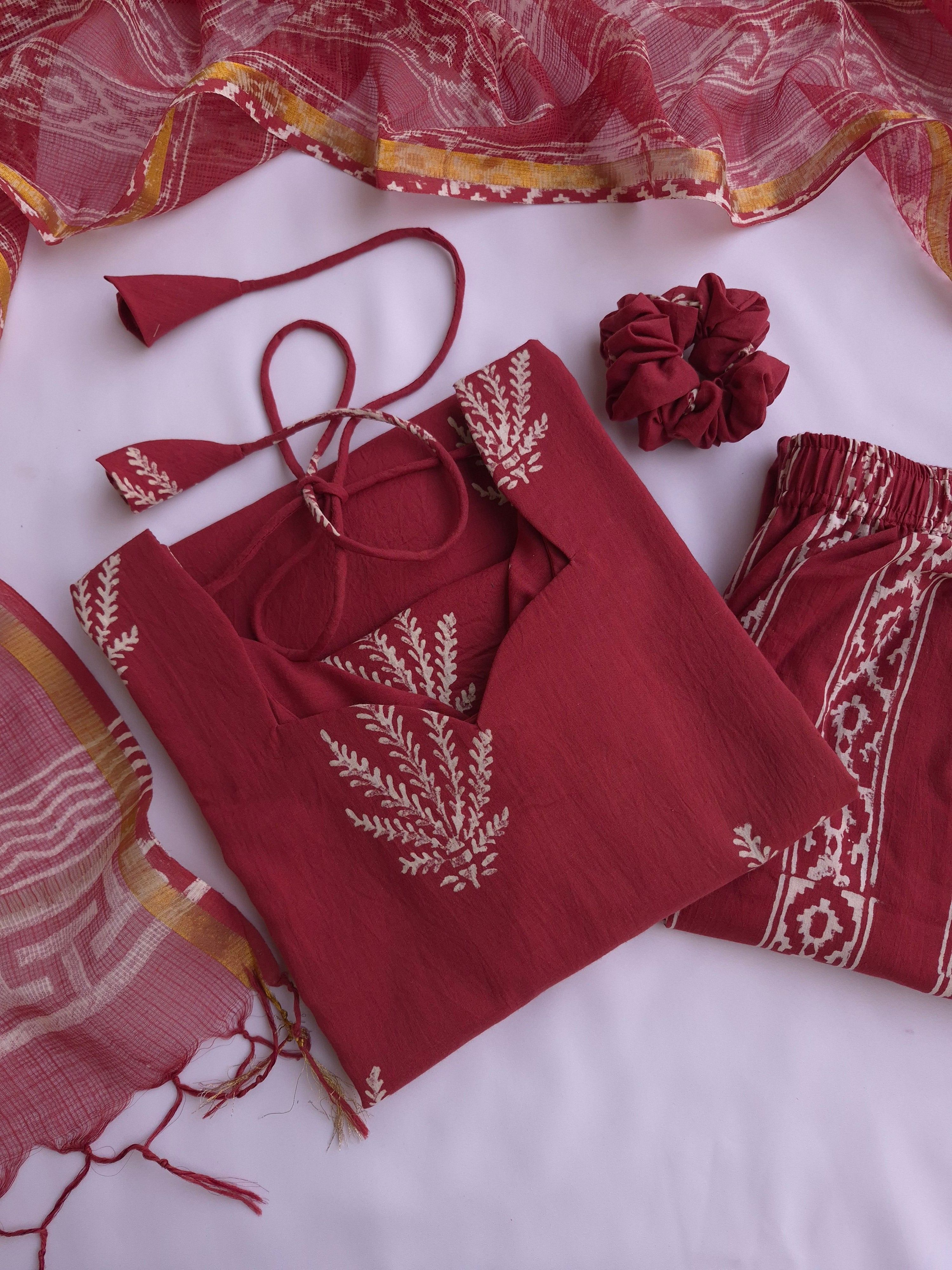 Cotton Suit Set With Kota Doria Dupatta