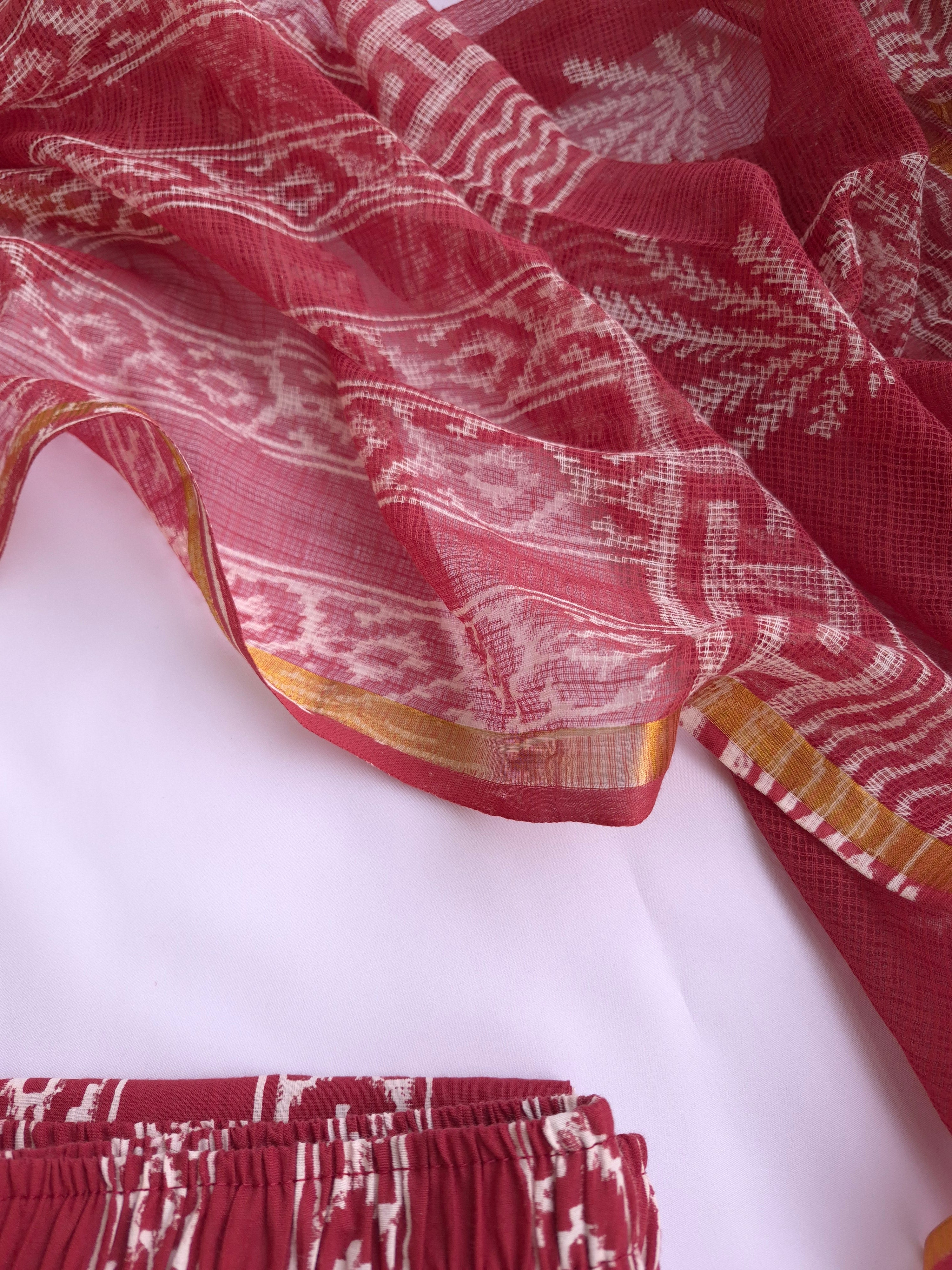 Cotton Suit Set With Kota Doria Dupatta