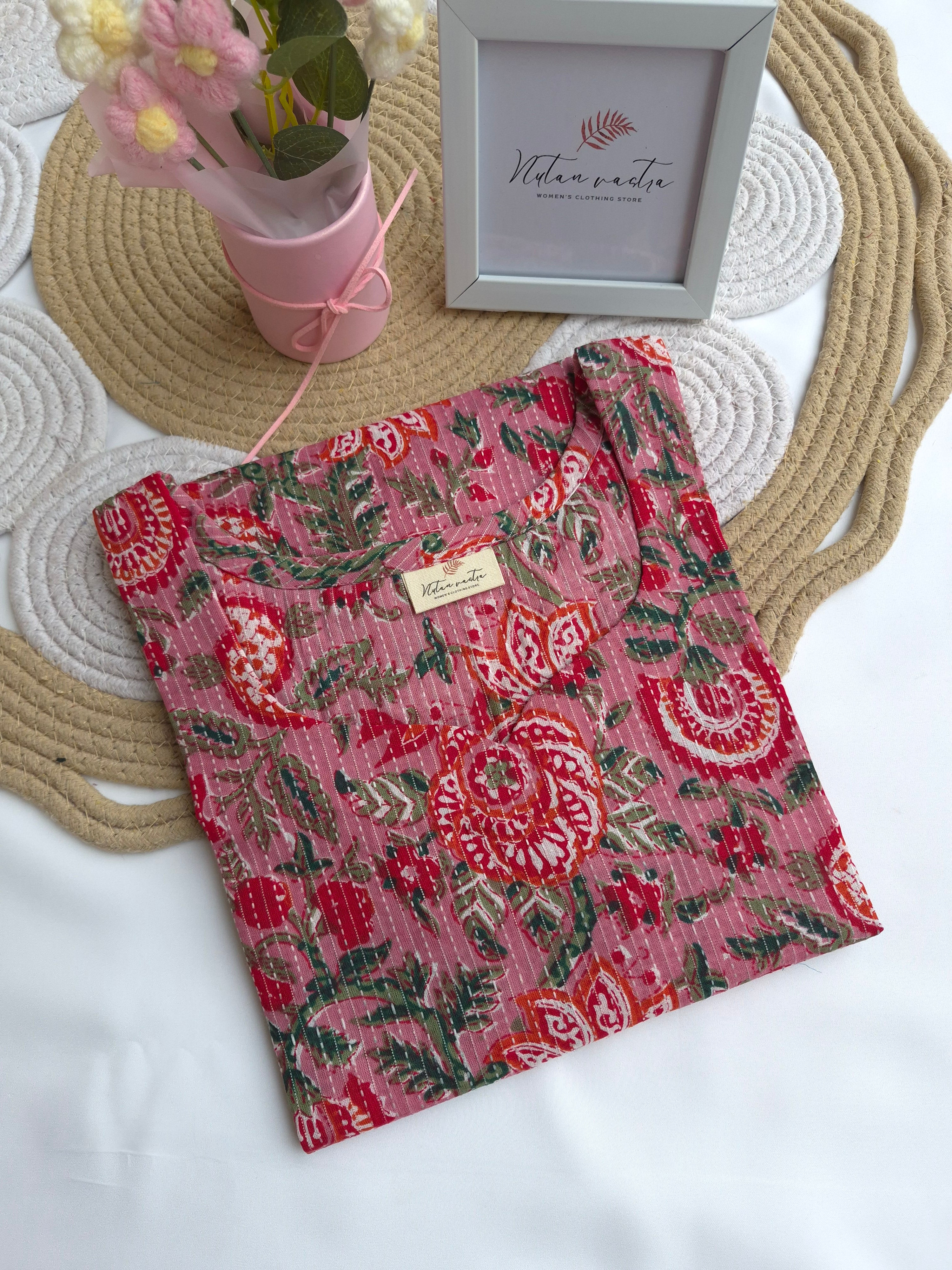 New Cotton kantha Anarkali kurti