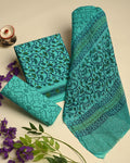 Cotton Suit Set With Chiffon Dupatta