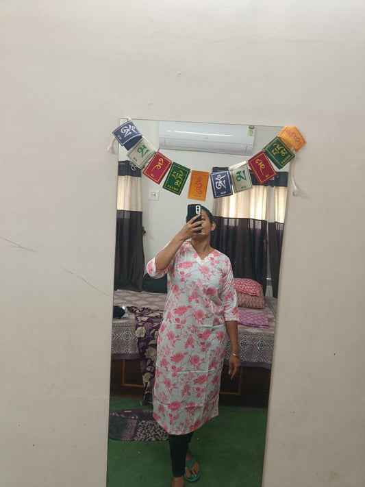 Cotton long straight kurta