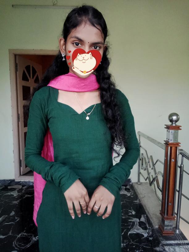 Green Slub cotton long straight kurta