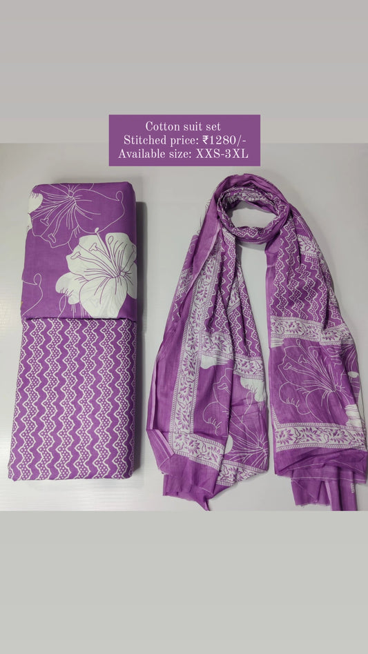 Cotton suit set with cotton dupatta