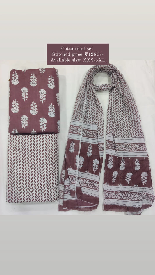 Cotton suit set with cotton dupatta
